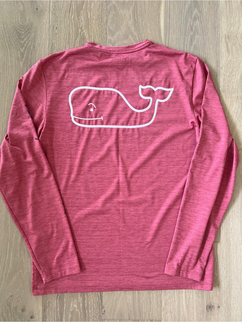 Vineyard Vines Men's Long-Sleeve Heathered Rose with Navy Logo Small - Picture 3 of 3
